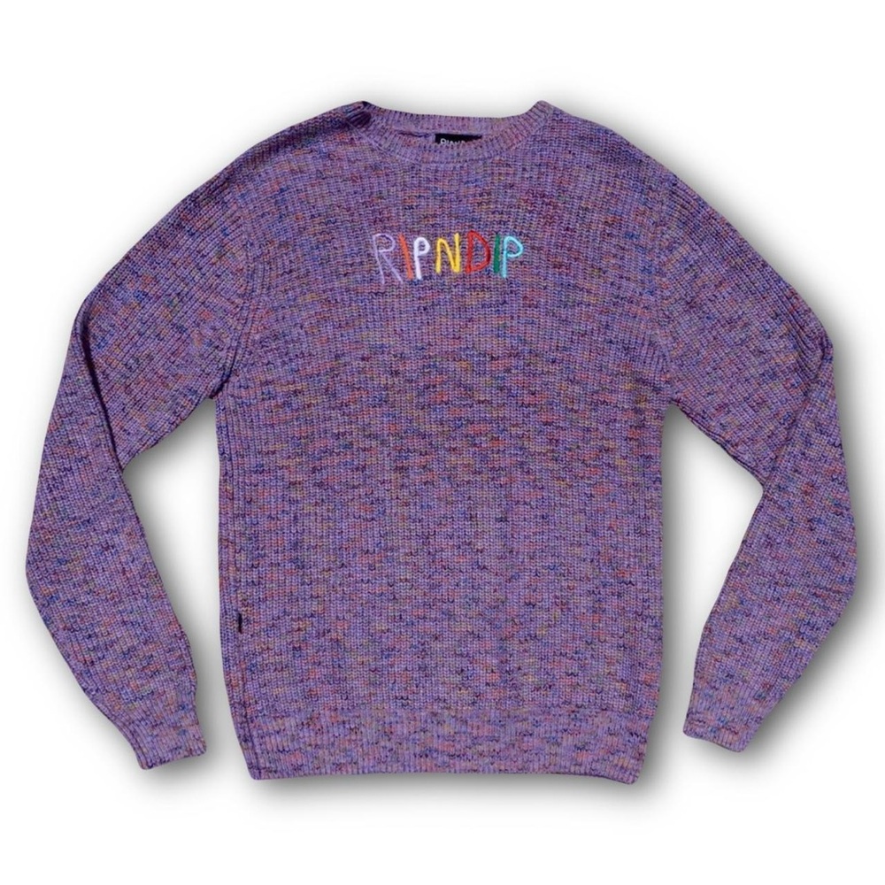 Ripndip light purple colorful knit pullover sweater M